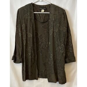 Vintage Justin Thyme Ltd Blazer Women's Sz 12 Floral Green Open Jacket